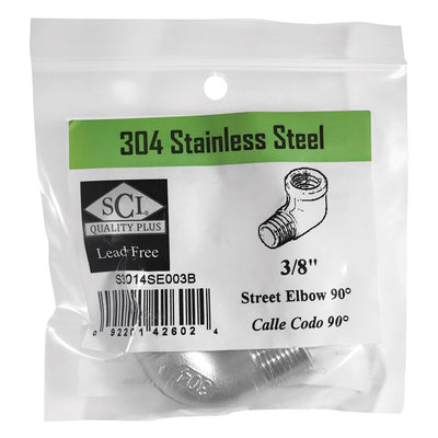 Smith-Cooper 3/8 in. FPT X 3/8 in. D MPT Stainless Steel Street Elbow