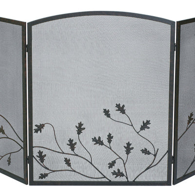 Panacea Colonial Brown/Gray Brushed Steel Fireplace Screen