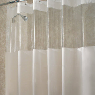iDesign 72 in. H X 72 in. W White Hitchcock Shower Curtain Liner EVA