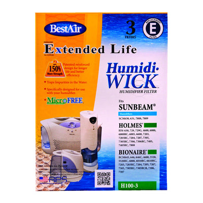BestAir Humidifier Wick 3 pk For Fits for Bionaire BCM645, 646, 646C, 4600, 5520, 5520RC, 6000, 6010