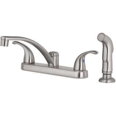 Oakbrook Collection Essentials Two Handle Brushed Nickel Kitchen Faucet Side Sprayer Included