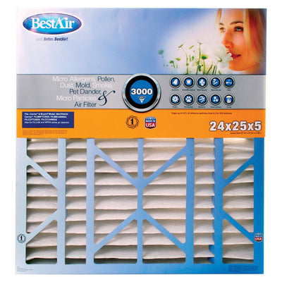 BestAir 24 in. W X 25 in. H X 5 in. 13 MERV Pleated Air Filter