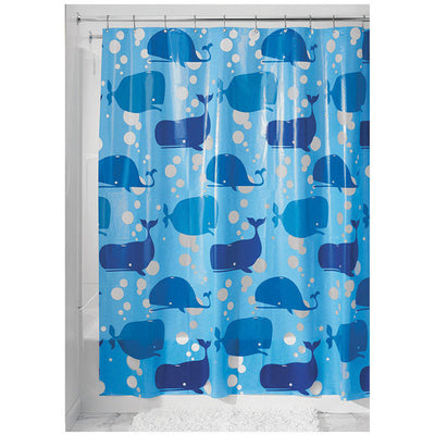 iDesign 72 in. H X 72 in. W Blue Moby Shower Curtain Polyethylene