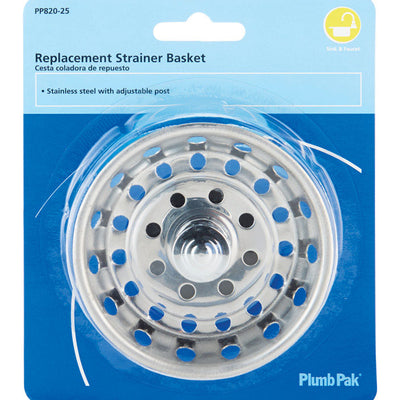Plumb Pak 3-1/2 in. D Chrome Silver Stainless Steel Replacement Strainer Basket