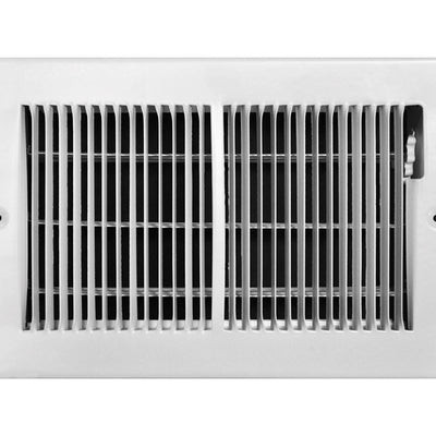 Tru Aire 6 in. H X 10 in. W 2-Way Powder Coat White Steel Floor Baseboard Register