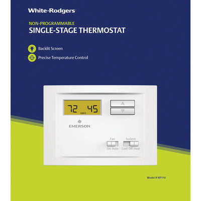 White Rodgers Heating and Cooling Push Buttons Single Pole Thermostat