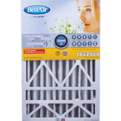 BestAir 25 in. W X 16 in. H X 4 in. 13 MERV Pleated Air Filter