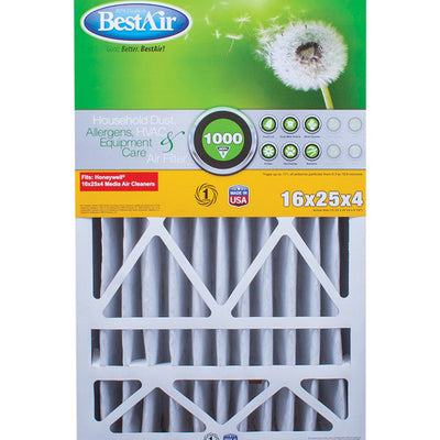 BestAir 25 in. W X 16 in. H X 4 in. 8 MERV Pleated Air Filter
