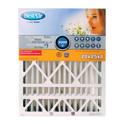 BestAir 25 in. W X 20 in. H X 4 in. 13 MERV Pleated Air Filter