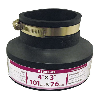 Fernco Schedule 40 4 in. Hub X 3 in. D Hub PVC Flexible Coupling