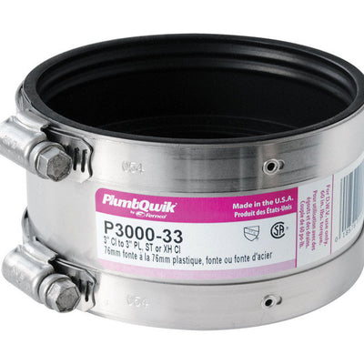 Fernco Proflex Schedule 40 3 in. Hub X 3 in. D Neoprene Rubber 4-1/2 in. Shielded Coupling