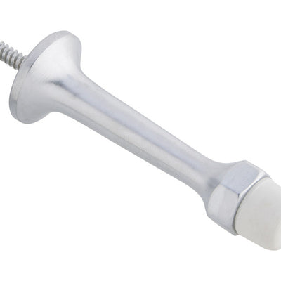 Ives 3-3/16 in. W X 7/8 in. L Aluminum Polished Nickel Silver Door Stop Mounts to wall 7/8 in.