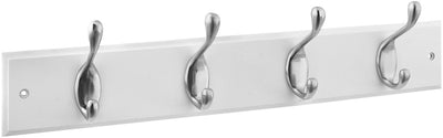 National Hardware 18 in. L Satin Nickel Silver/White Wood Hook Rack