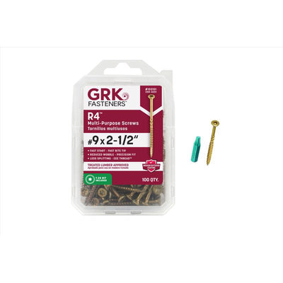 GRK Fasteners R4 No. 9 X 2-1/2 in. L Star Coated W-Cut Multi-Purpose Screws 100 pk