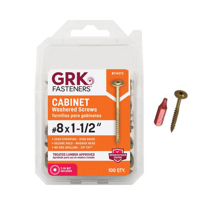 GRK Fasteners No. 8 X 1-1/2 in. L Star Coated Self-Tapping Cabinet Screws 100 pk