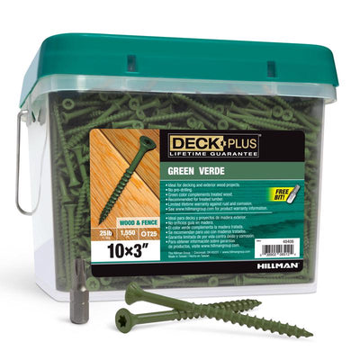 HILLMAN Deck Plus No. 10 Ga. X 3 in. L Green Star Flat Head Exterior Deck Screws 25 lb 1550 pk