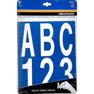 HILLMAN 3 in. Reflective White Vinyl Self-Adhesive Letter and Number Set 0-9, A-Z