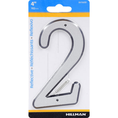 HILLMAN 4 in. Reflective Silver Plastic Nail-On Number 2