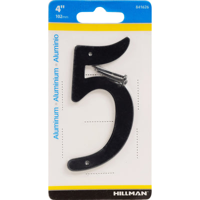 HILLMAN 4 in. Black Aluminum Nail-On Number 5