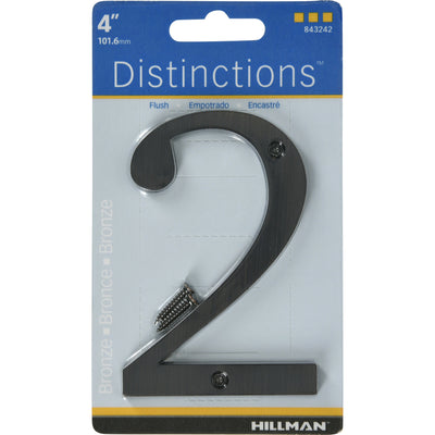 HILLMAN Distinctions 4 in. Bronze Zinc Die-Cast Screw-On Number 2