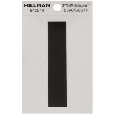 HILLMAN 3 in. Reflective Black Vinyl Self-Adhesive Letter I