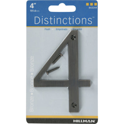 HILLMAN Distinctions 4 in. Bronze Zinc Die-Cast Screw-On Number 4