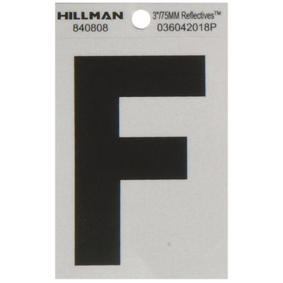 HILLMAN 3 in. Reflective Black Vinyl Self-Adhesive Letter F