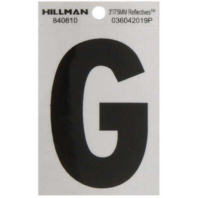 HILLMAN 3 in. Reflective Black Vinyl Self-Adhesive Letter G