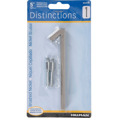 HILLMAN Distinctions 5 in. Silver Steel Screw-On Number 1