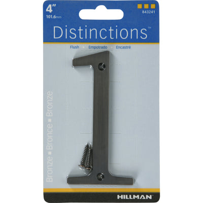 HILLMAN Distinctions 4 in. Bronze Zinc Die-Cast Screw-On Number 1