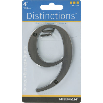 HILLMAN Distinctions 4 in. Bronze Zinc Die-Cast Screw-On Number 9