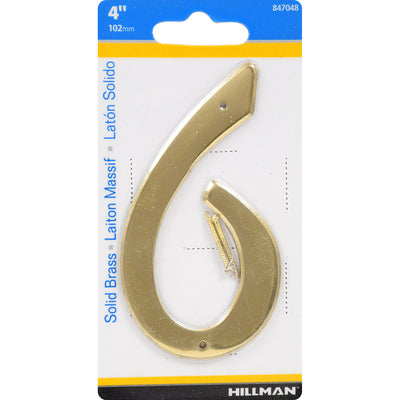 HILLMAN 4 in. Gold Brass Nail-On Number 6