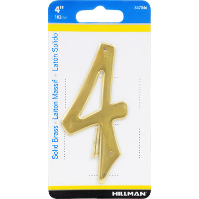 HILLMAN 4 in. Gold Brass Nail-On Number 4