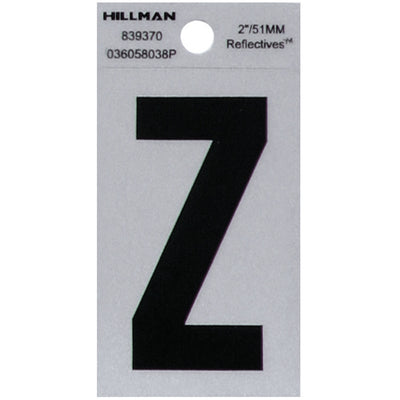 HILLMAN 2 in. Reflective Black Vinyl Self-Adhesive Letter Z