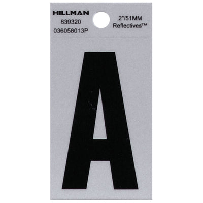 HILLMAN 2 in. Reflective Black Vinyl Self-Adhesive Letter A