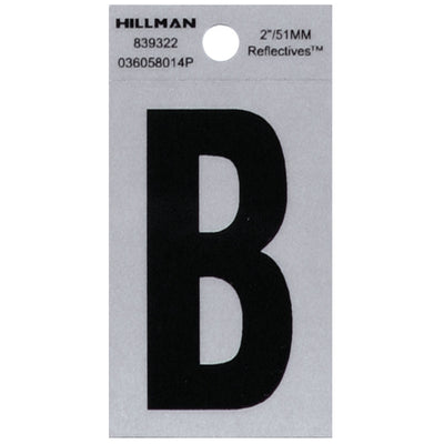 HILLMAN 2 in. Reflective Black Vinyl Self-Adhesive Letter B