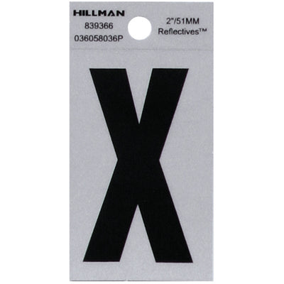 HILLMAN 2 in. Reflective Black Vinyl Self-Adhesive Letter X