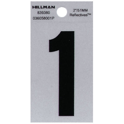 HILLMAN 2 in. Reflective Black Polyester Film Self-Adhesive Number 1