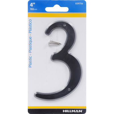 HILLMAN 4 in. Black Plastic Nail-On Number 3