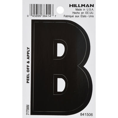 HILLMAN 3 in. Black Vinyl Self-Adhesive Letter B