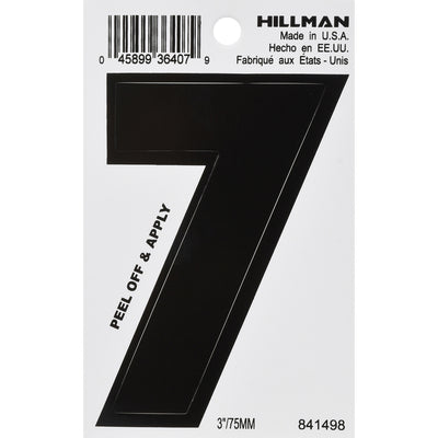 HILLMAN 3 in. Black Vinyl Self-Adhesive Number 7