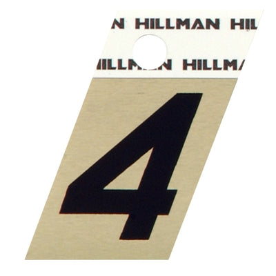 HILLMAN 1.5 in. Reflective Black Aluminum Self-Adhesive Number 4