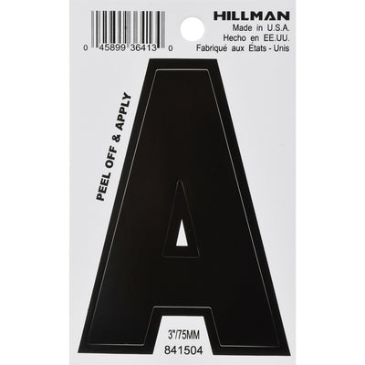 HILLMAN 3 in. Black Vinyl Self-Adhesive Letter A