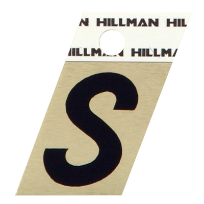 HILLMAN 1.5 in. Black Aluminum Self-Adhesive Letter S
