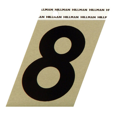 HILLMAN 3 in. Reflective Black Vinyl Self-Adhesive Number 8