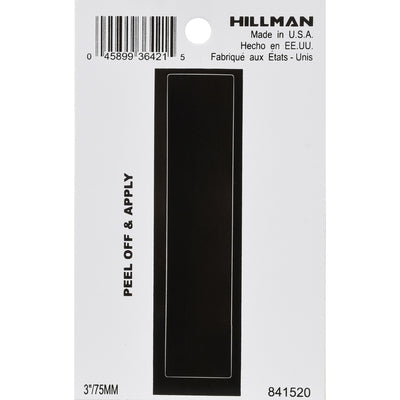 HILLMAN 3 in. Black Vinyl Self-Adhesive Letter I