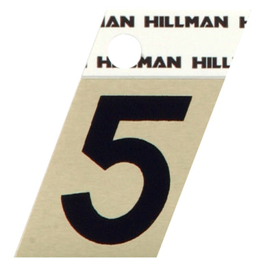 HILLMAN 1.5 in. Reflective Black Aluminum Self-Adhesive Number 5