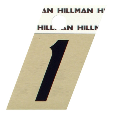 HILLMAN 1.5 in. Reflective Black Aluminum Self-Adhesive Number 1