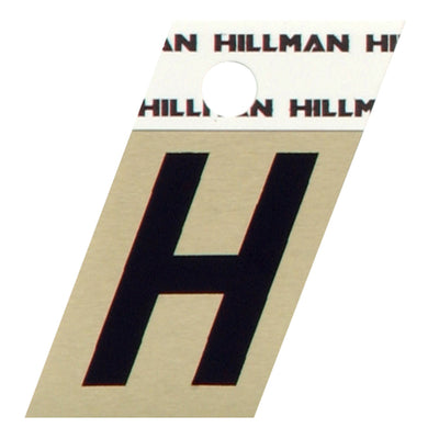 HILLMAN 1.5 in. Black Aluminum Self-Adhesive Letter H