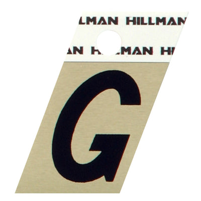 HILLMAN 1.5 in. Reflective Black Aluminum Self-Adhesive Letter G